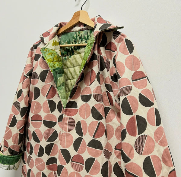 Reversible Quilted Jacket - Green Valley and kokka circles
