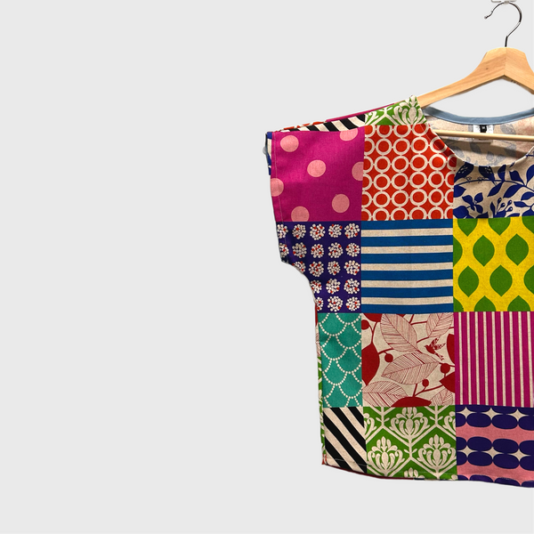 Short sleeve - Echino Multicolour blocks top (M)