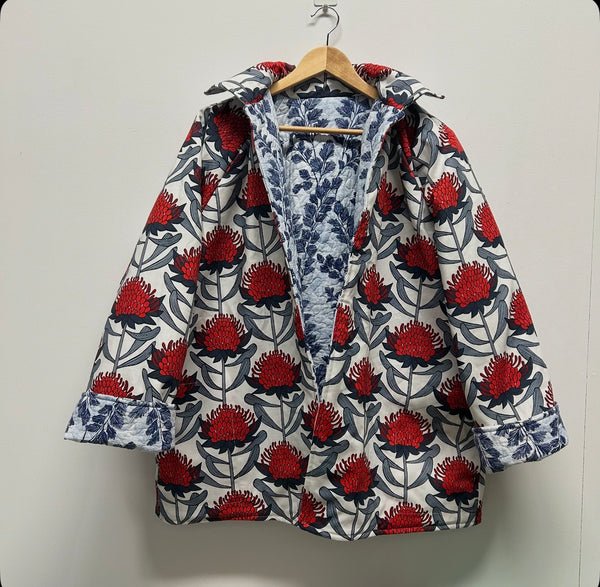 Reversible Quilted Jacket - Laura Ashley Leaves and Waratah