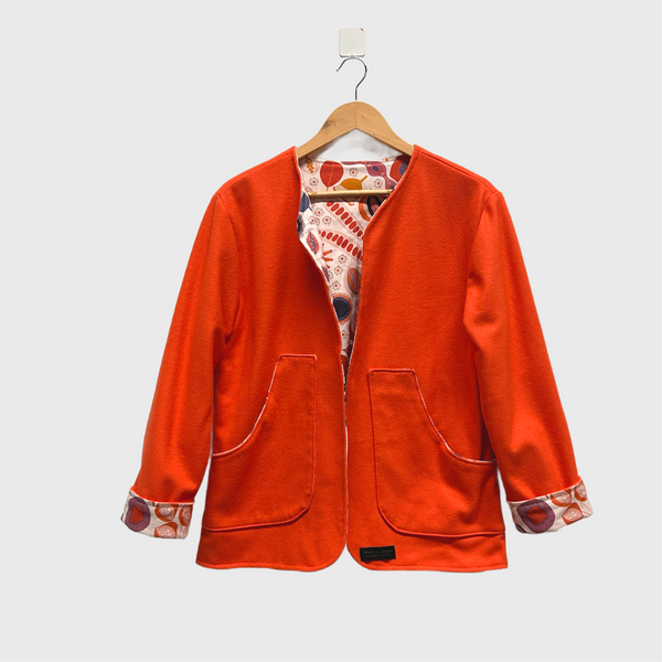Reversible Fitted Jacket - Orange wool with Jocelyn Proust Pods (S)