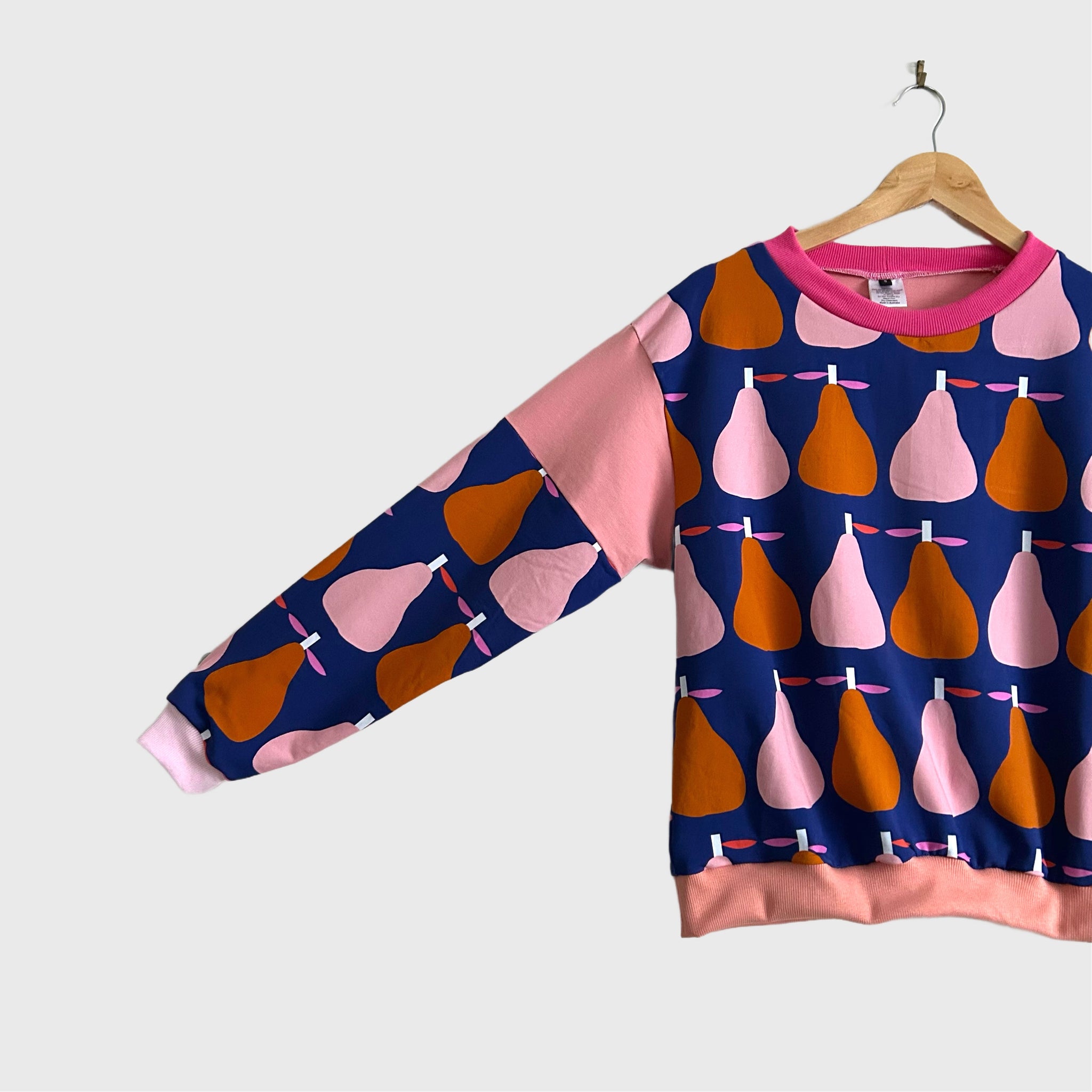 Long Sleeve No Waste top - DOOPS Pears with Pink (S)