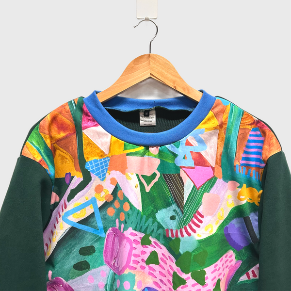 Long Sleeve top - Deb McNaughton with Green French Terry (M)