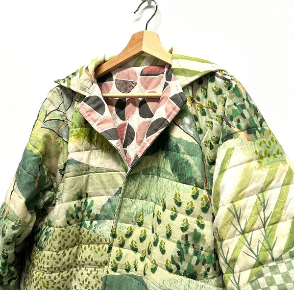 Reversible Quilted Jacket - Green Valley and kokka circles