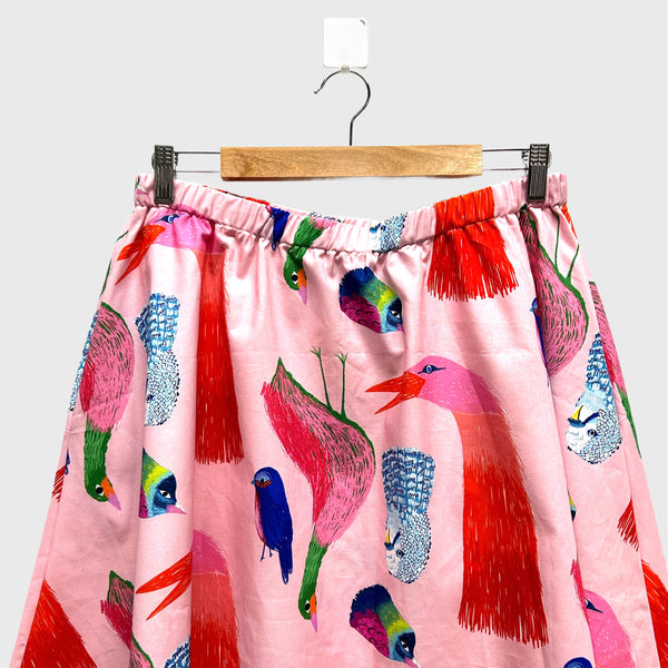 Mid length Skirt - Pink Birds by DOOPS (L)