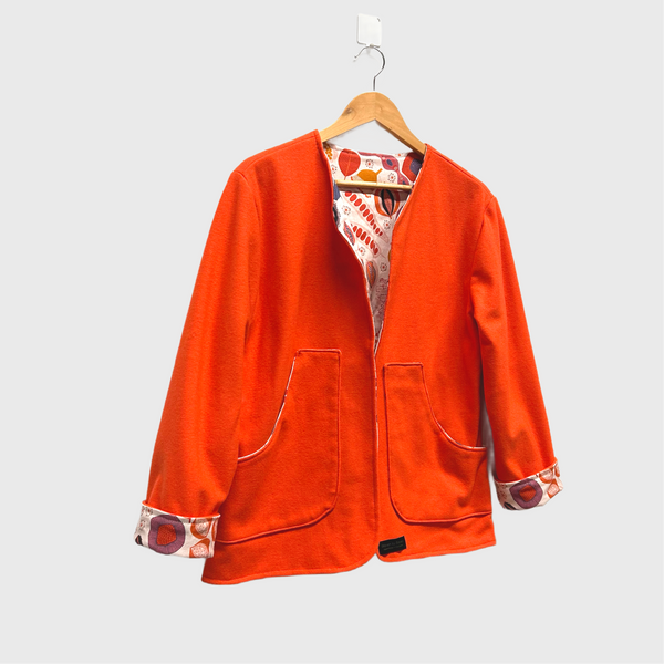 Reversible Fitted Jacket - Orange wool with Jocelyn Proust Pods (S)