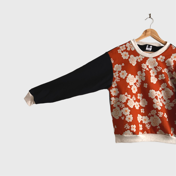 Long Sleeve top - Ruby Star Society Persimmon with Black French Terry (S)