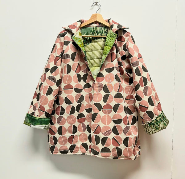 Reversible Quilted Jacket - Green Valley and kokka circles