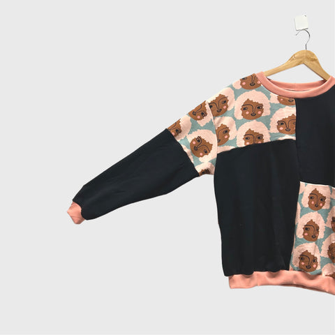 *Seconds* Long Sleeve No Waste top - Isa Form Britta with Apricot and Black (L)