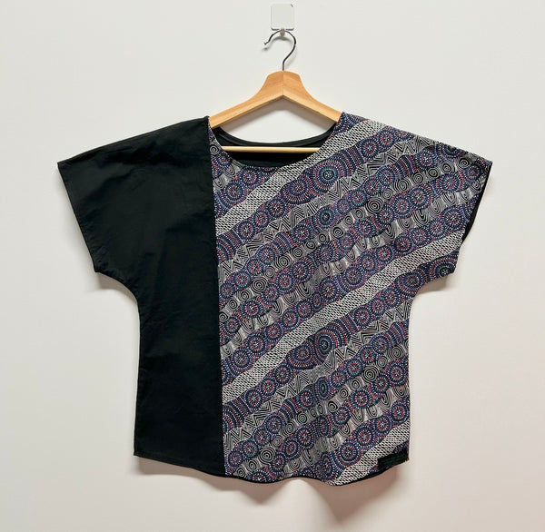 Short sleeve No waste - Indigenous print with black top (M)