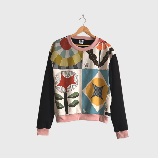 Long Sleeve top - Bookhou Calendar with Black French Terry (M)