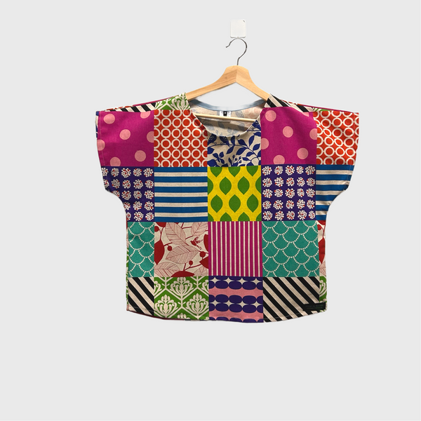 Short sleeve - Echino Multicolour blocks top (M)