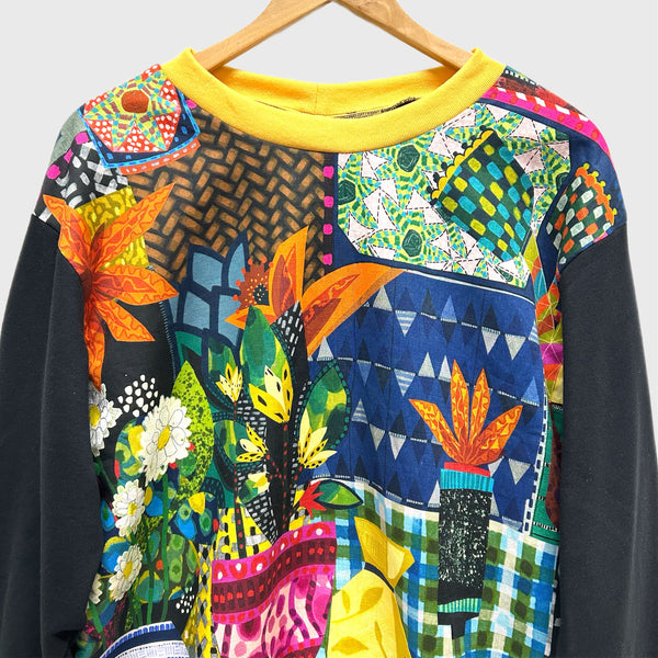 Long Sleeve top - Miss Moresby Secondhand Shop with Black French Terry (M)