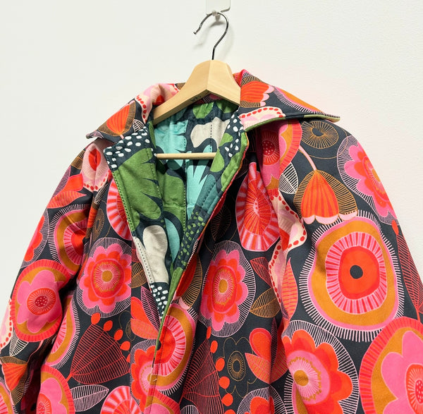 Reversible Quilted Jacket - Scandi Flowers and Happiness Abounds