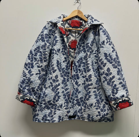 Reversible Quilted Jacket - Laura Ashley Leaves and Waratah