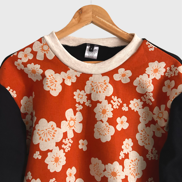 Long Sleeve top - Ruby Star Society Persimmon with Black French Terry (S)
