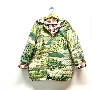 Reversible Quilted Jacket - Green Valley and kokka circles