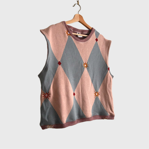 Sample Sleeveless top - Knitted cotton Diamond top (M)