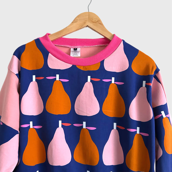 Long Sleeve No Waste top - DOOPS Pears with Pink (S)