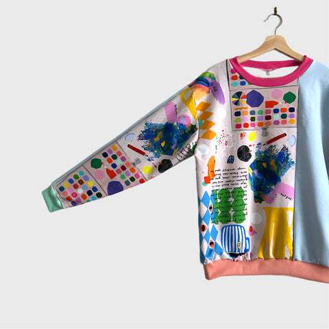 Long Sleeve No Waste top - DOOPS Artist Way with Blue (M)