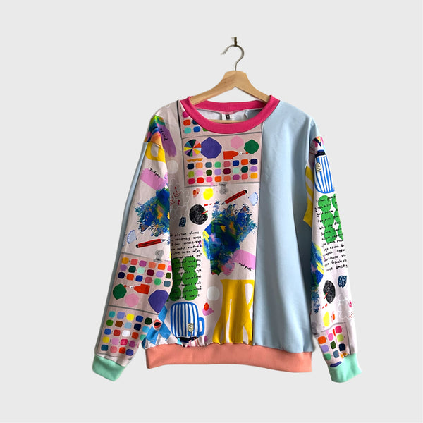 Long Sleeve No Waste top - DOOPS Artist Way with Blue (M)