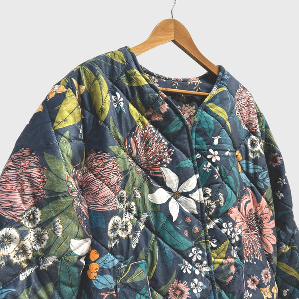 Reversible Fitted Jacket - Native Velour with l'uccello cotton linen (L)