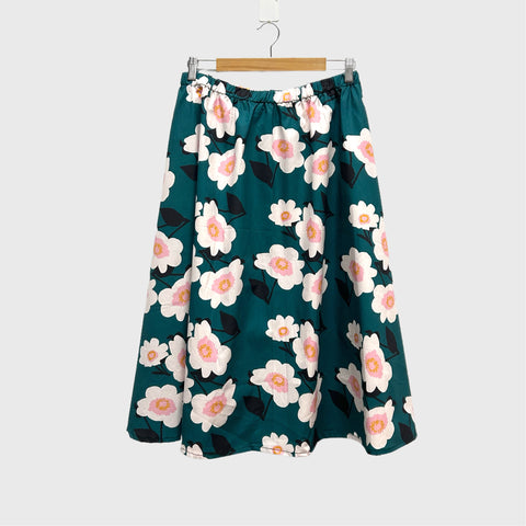 Mid length Skirt -  Japanese Flowers (L)