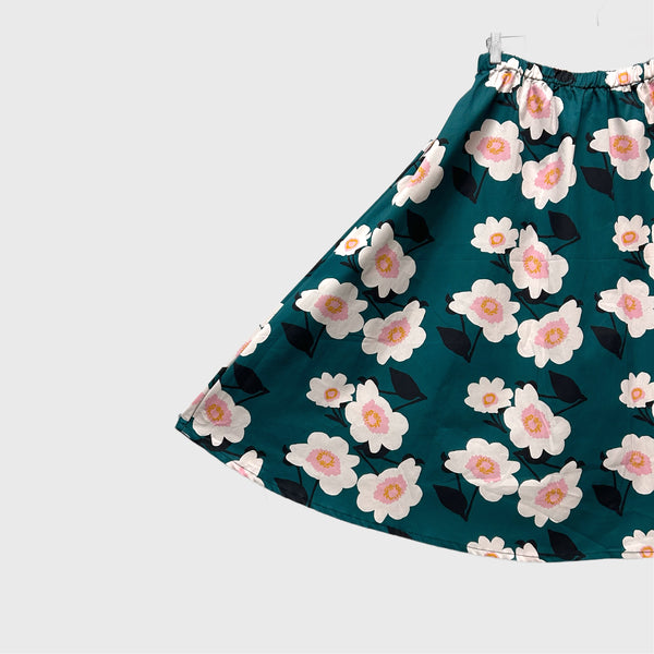 Mid length Skirt -  Japanese Flowers (L)