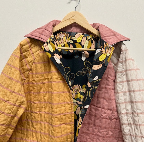 Reversible Quilted Jacket - Bold Blocks and Dark Botanicals