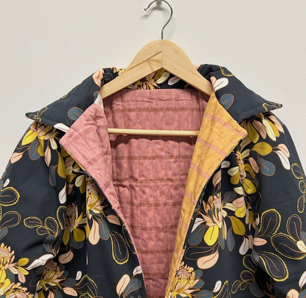 Reversible Quilted Jacket - Bold Blocks and Dark Botanicals