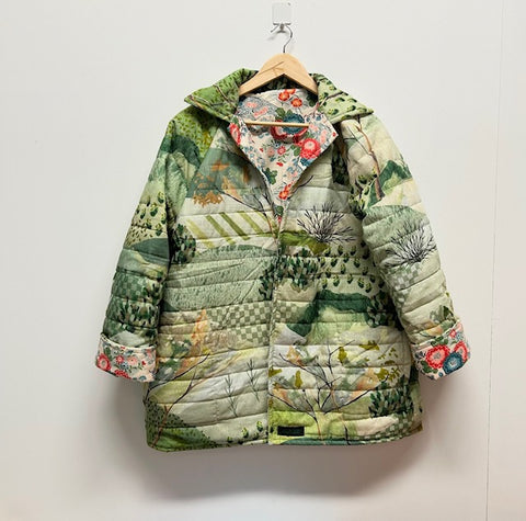 Reversible Quilted Jacket - Green Valley and Liberty Garden