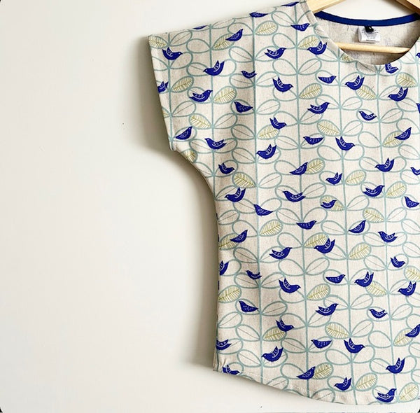 Short sleeve - Sevenberry Blue birds top (S)