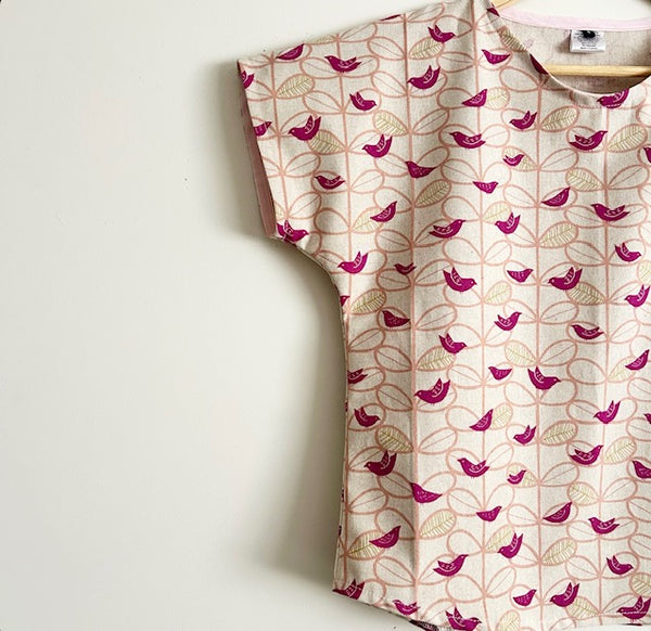 Short sleeve - Sevenberry Pink birds top (S)