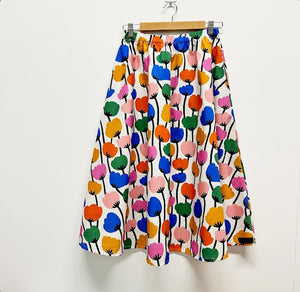 Mid length Skirt - Colourful Poppies (L)
