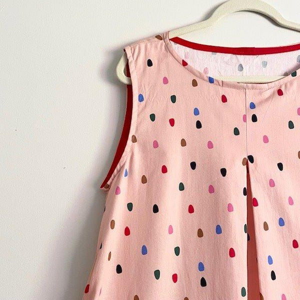 Sample Shift Dress - Peach Drops with pockets (M)
