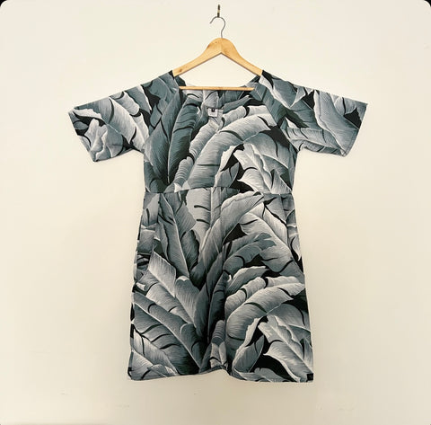 Everyday No Waste Dress - Barkcloth Leaves (M)