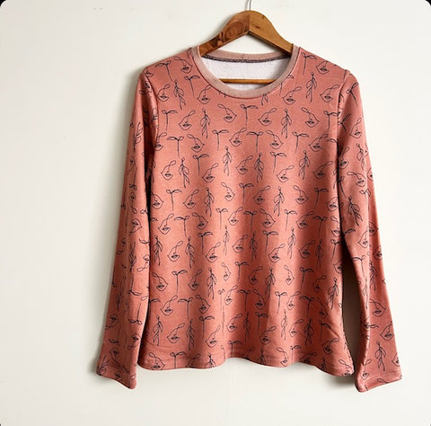 *Seconds* Long sleeve top - Rose abstract faces (M/L)