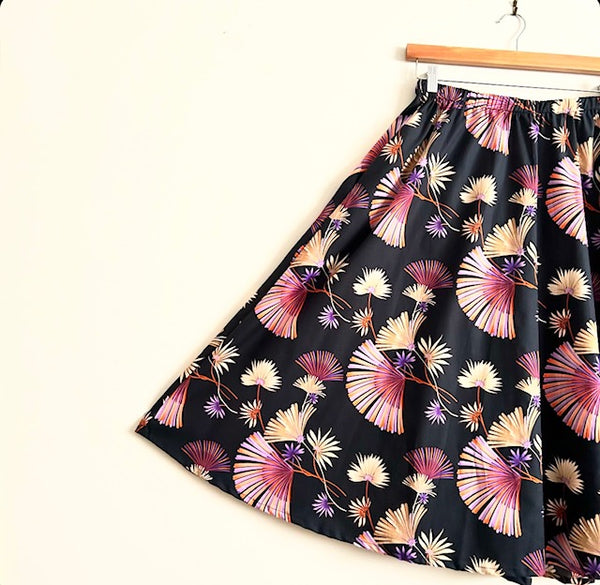 Mid length Skirt - Oriental Flowers (S)