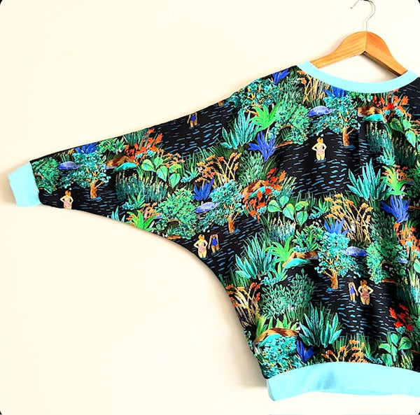 Batwing top - A Dip in the Lake with Navy Wool (S)