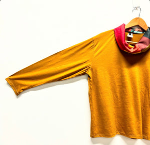 Roll neck top - Mustard with Large Checks (L)