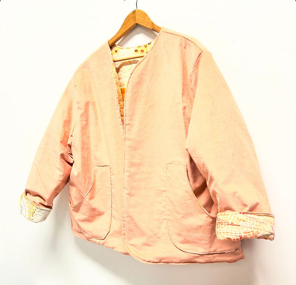 Reversible Fitted Jacket - Apricot corduroy with miimi and jiinda quilting (L)