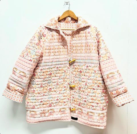 Reversible Quilted Jacket - Whimsical Circus and Small Flower