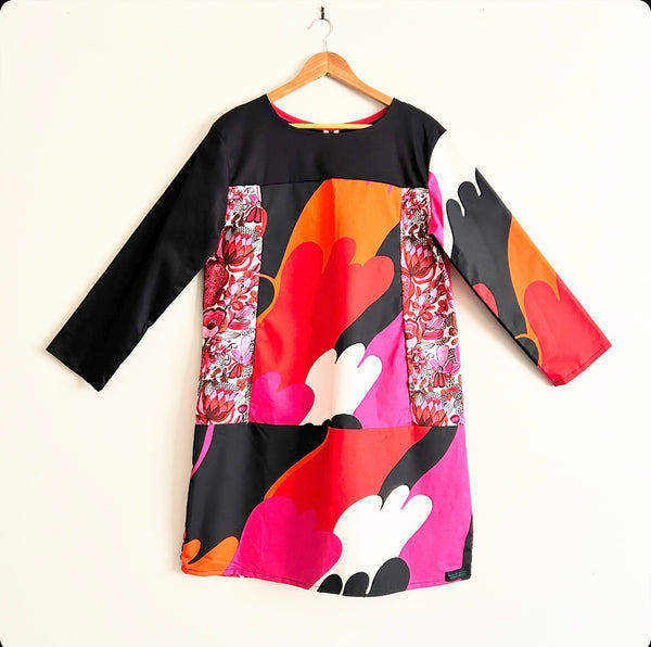 Artista No Waste Dress - Pinks and Orange with Kirsten Katz Flowers  (M)