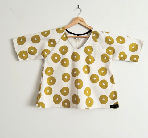 Swing Top - Japanese Mustard Circles (M)