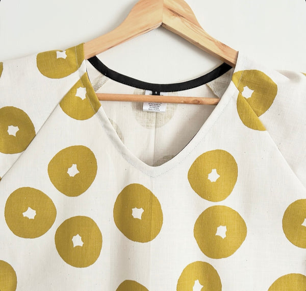 Swing Top - Japanese Mustard Circles (M)