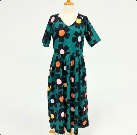 *Seconds* Ripple Dress - Green Flower (S)