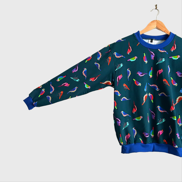 Long Sleeve top - DOOPS Finchie with Blue Ribbing