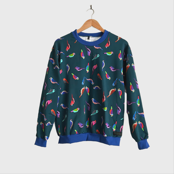 Long Sleeve top - DOOPS Finchie with Blue Ribbing