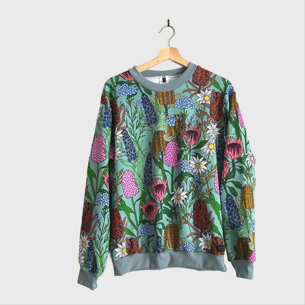 Long Sleeve top - DOOPS Willow Garden with Slate Ribbing