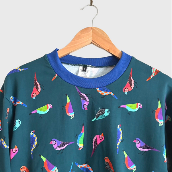 Long Sleeve top - DOOPS Finchie with Blue Ribbing
