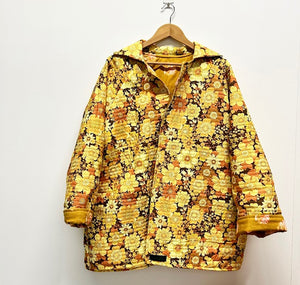 Reversible Quilted Jacket - Mustard Flowers and Waratah